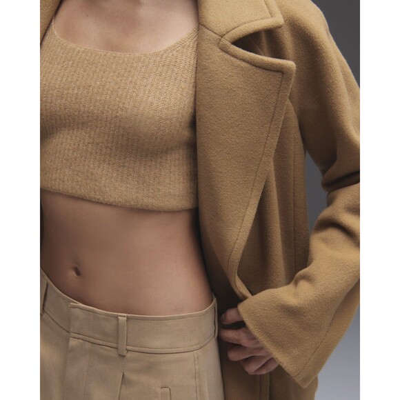 Everlane Womens Cozy Stretch Tank Top Wool Blend Soft Cropped In Camel NWT XXS - Picture 3 of 5